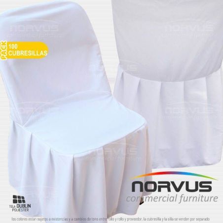 Pack - 100 x Funda para silla plegable tela Dublin blanco