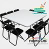 Pack - 5 mesas cuadrada fibra de vidrio y 50 sillas plegables esmalte negro