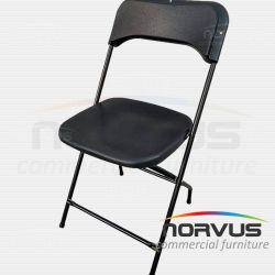 Silla plegable de plástico negro reforzada