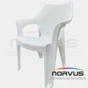 Silla de plástico con brazos Ratan blanco