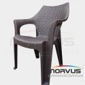 Silla de plástico con brazos Ratan chocolate