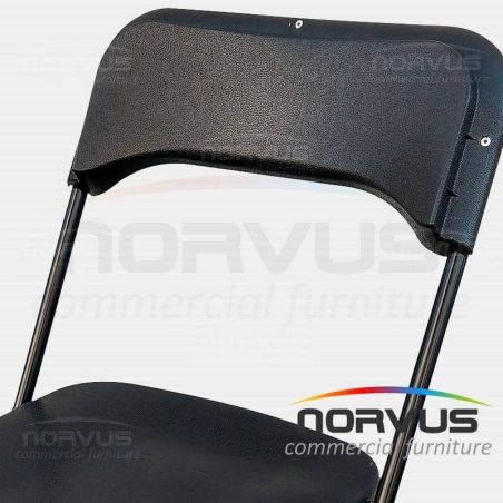  Silla plegable de plástico negro reforzada