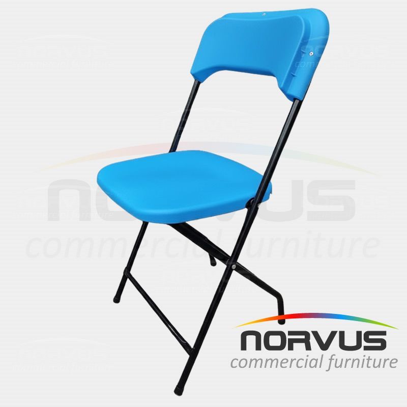 Silla plegable de plástico azul reforzada