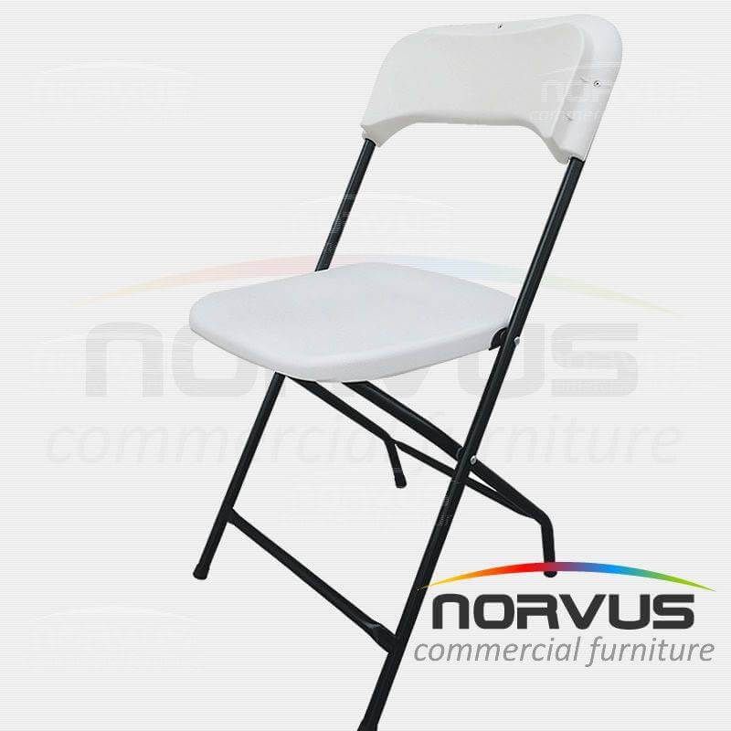 Silla plegable de plástico blanco reforzada