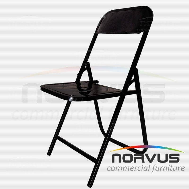 Silla plegable de lámina en esmalte negro