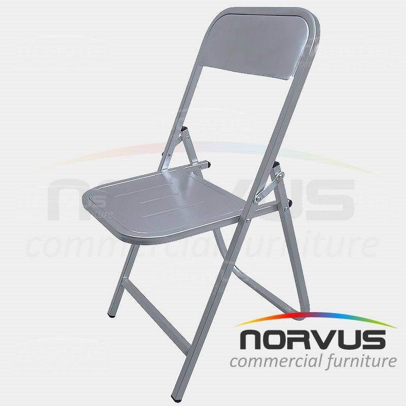 Silla plegable de lámina en esmalte plata
