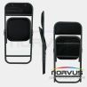  Silla plegable acojinada refuerzo en respaldo en esmalte vinil negro