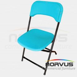 Silla infantil plegable de plástico azul claro