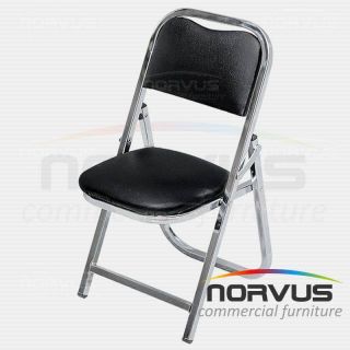 Silla infantil plegable acojinada en cromo vinil negro