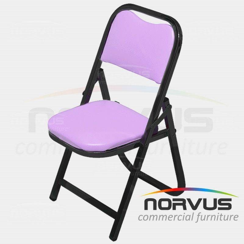 Silla infantil plegable acojinada en esmalte vinil lila