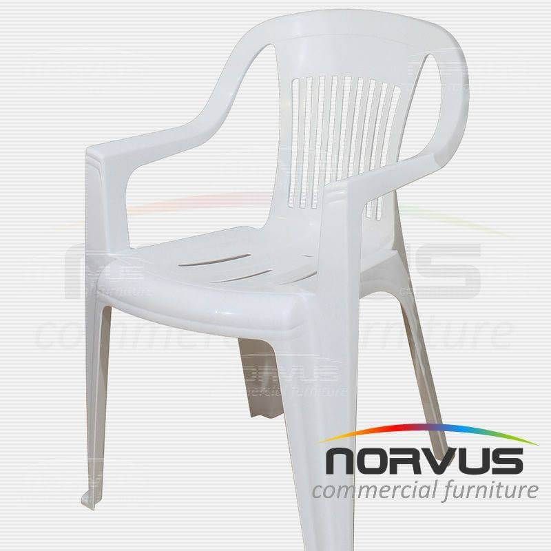 Silla de plástico con brazos Milan blanco