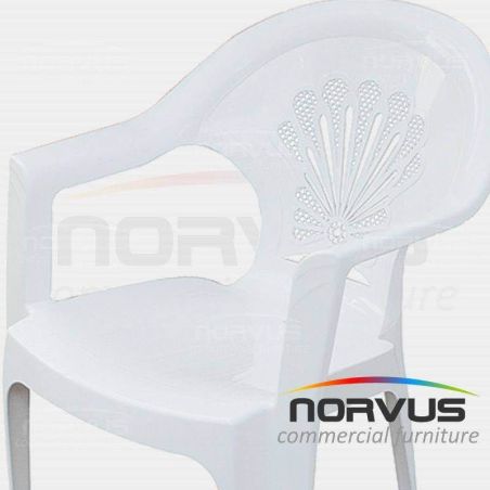  Silla de plástico con brazos Palermo blanco
