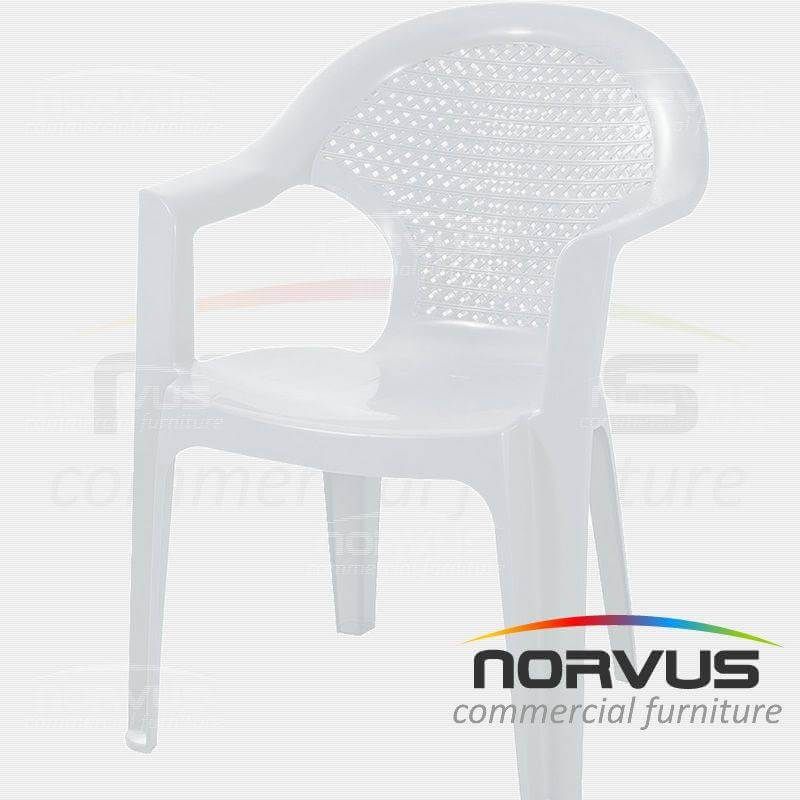 Silla de plástico con brazos Bolonia blanco
