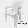 Silla de plástico con brazos Ratan blanco