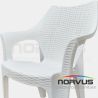  Silla de plástico con brazos Ratan blanco