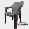 Silla de plástico con brazos Ratan chocolate