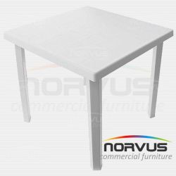 Mesa cuadrada de plástico blanca