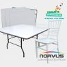 Pack - 5 mesas cuadrada fibra de vidrio y 50 sillas Tiffany plastico blanco