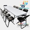 Pack - 10 tablones rectangular plastico inflado y 100 sillas plegables esmalte negro
