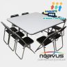 Pack - 10 mesas cuadrada fibra de vidrio y 100 sillas plegables cromadas
