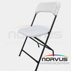 Silla plegable de plástico blanco reforzada