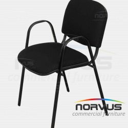 Silla de visita ISO con brazos acojinada tapiz tela negro