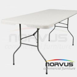 Mesa rectangular plegable 180x75 Ratán plástico blanco