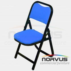 Silla infantil plegable acojinada en esmalte vinil azul