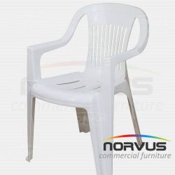 Silla de plástico con brazos Milan blanco