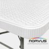 Mesa rectangular plegable 180x75 Ratán plástico blanco