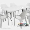 Mesa rectangular plegable 180x75 Ratán plástico blanco