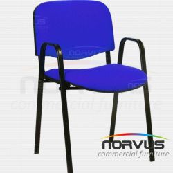 Silla de visita ISO con brazos acojinada tapiz tela azul