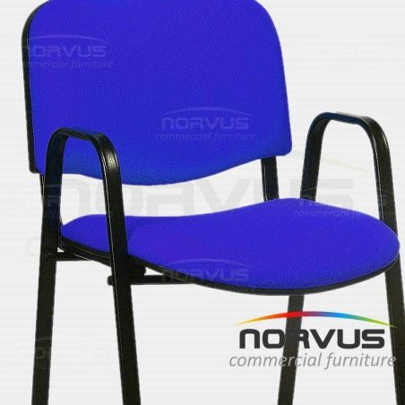  Silla de visita ISO con brazos acojinada tapiz tela azul