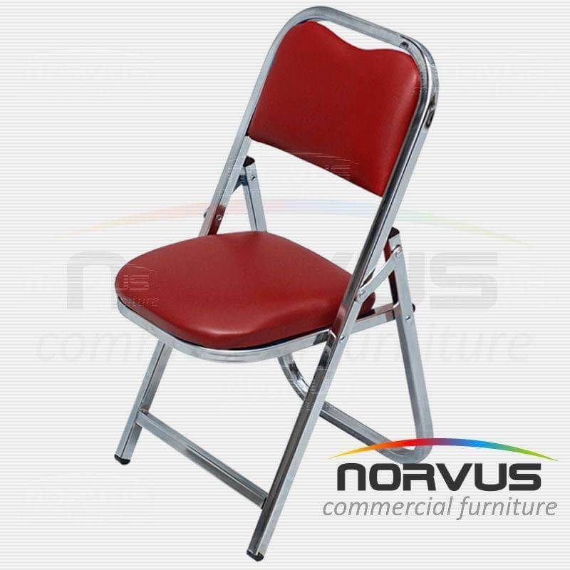 Silla infantil plegable acojinada en cromo vinil rojo