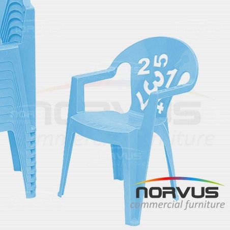 Silla infantil de plastico Numeros azul claro