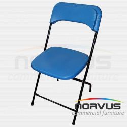 Silla plegable de plastico azul reforzada