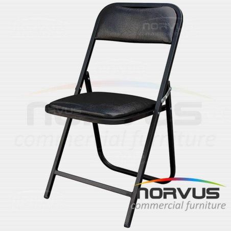 Silla plegable acojinada en esmalte vinil negro Silla plegable acojinada en esmalte vinil negro