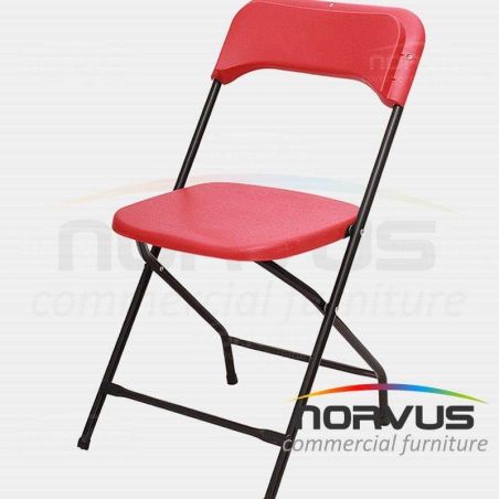 Silla plegable de plastico rojo reforzada
