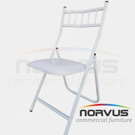 Silla plegable Tiffany acojinada en esmalte blanco