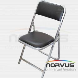 Silla plegable acojinada refuerzo en respaldo cromada vinil negro