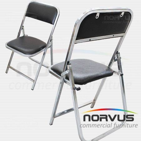  Silla plegable acojinada refuerzo en respaldo cromada vinil negro
