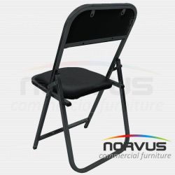 Silla plegable acojinada refuerzo en respaldo en esmalte vinil negro