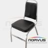 Silla apilable acojinada cromada vinil negro
