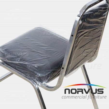  Silla apilable acojinada cromada vinil negro