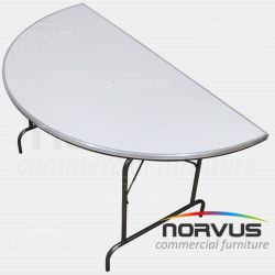 Mesa media luna plegable 150x75 fibra de vidrio