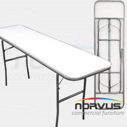 Mesa hotelera rectangular plegable 180x50 fibra de vidrio