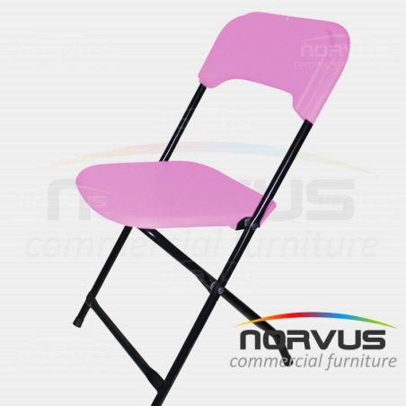 Silla infantil plegable de plastico rosa claro