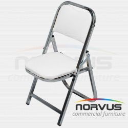 Silla infantil plegable acojinada en cromo vinil blanco