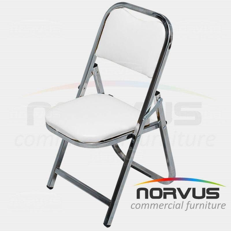 Silla infantil plegable acojinada en cromo vinil blanco