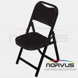 Silla infantil plegable acojinada en esmalte vinil negro